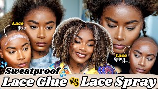 The Best  Sweatproof  Lace Glue Vs Lace Spray | Summer Wig Install | Laurasia Andrea X Wowafrican