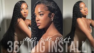 *Vacation Ready* 32 Inch Curly Wig Install + Wet Look + Deep Side Part  | Asteria Hair