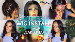 Glueless Wig Install Over Starter Locs  Start To Finish | Feat. Lemisse Hair Amazon