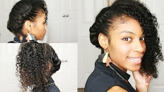 Flat Twist Updo On Natural Hair + Curly Clip In Hair Extensions