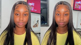 *Look And Learn* Bust Down Middle Part Bone Straight Wig Install | Kriyya Hair | Kathy Odisse