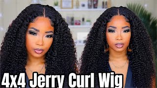 Very Easy 28" Jerry Curl Wig Install Feat. Kiss Hair