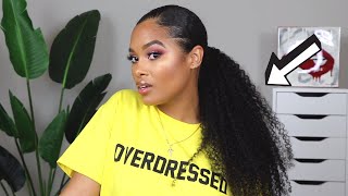 How To Install Long Curly Clip In Ponytail || Natural Hair Tutorial