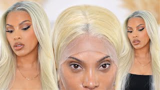 Flawless Blonde Lace Wig Install| (How To Tone And Add Roots To Blonde Wig)