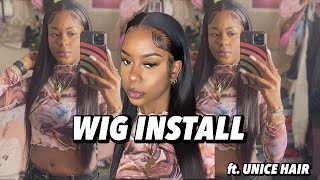 Bomb Buss Down Middle Part Wig Install | Ft. Unice Hair