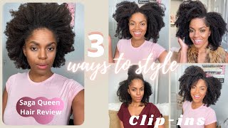 How To Install Natural Kinky Curly Clip Ins On 4C Hair | Amazon Review | Saga Queen