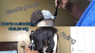 How To Customize A Closure Wig| Bleaching Knots + Plucking + Styling | Its Queenkay