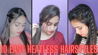 10 Easy Everyday Heatless Hairstyles || College Hairstyles || Work Hairstyles