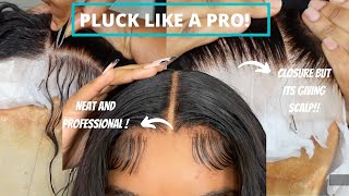 *Detailed And Slowed Down*  Neat And Professional Closure Plucking Tutorial Ft Jurllyshe Hair
