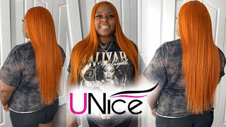 No Bleaching No Dying No Plucking || Orange Wig  || Wig Install Video || Unice Hair