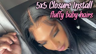 **New** Beginner Friendly Install | Hermosa Closure  | Bleaching + Plucking + Fluffy Baby Hairs