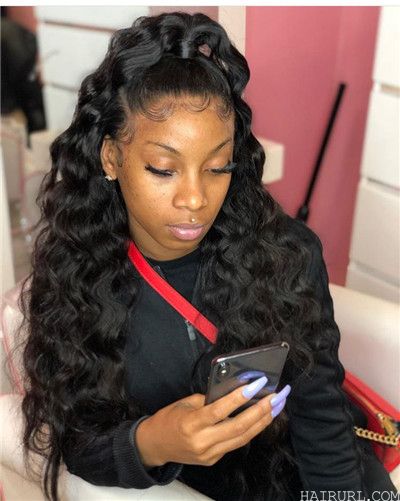 half up half down sew in hairstyles