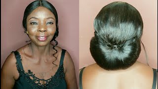 How To Style Bridal Hair Without Frontal/Simple Bun For Brides And Guest #Bridalhair #Wedding #Wig