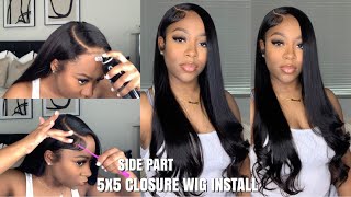 Beginner Friendly Side Part 5X5 Closure Wig Install In Less Than 10 Minutes | No Glue | Nadula Hair