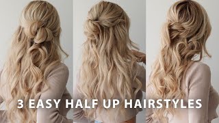 3 Easy Half Up Hairstyles  Perfect For Weddings, Bridal, Prom & Work