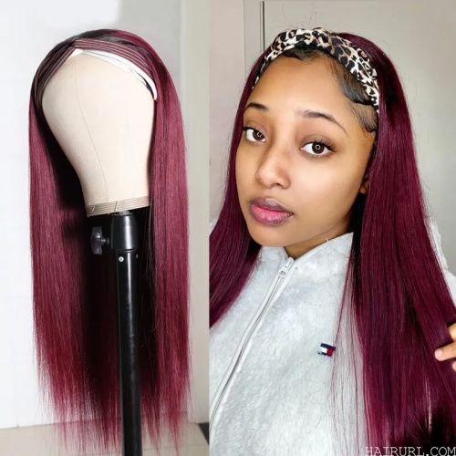 burgundy headband wig