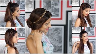 5 Everyday Easy Heatless Hairstyles\ Indian Hairstyles For Medium /Long Hair For School/College/Wor