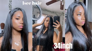 Must Have!!! 34 Inch Straight Wig Detailed Install | Ft Iseehair