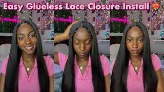Easy *Glueless* Lace Closure Wig Install Ft. Unice Hair