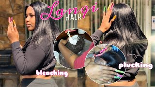 This A Closure Wig!?  | Bleaching & Plucking Method | Ft. Lanqi Hair