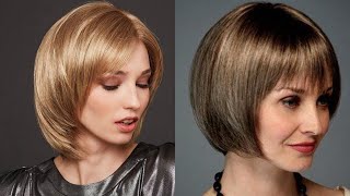 40 Sexiest Short Bob Haircuts And Hairstyles With Curtain Bangs For Women Any Age 30-40-50/ 2022