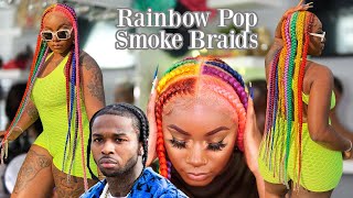 Tryin' Rainbow Pop Smoke Braids On A 360 Full Lace Wig??  | Laurasia Andrea