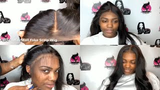 Pre Made Fake Scalp Lace Wig Glueless Install Ft Dola Hair