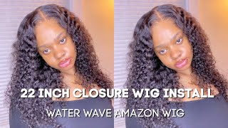 22 Inch Water Wave Closure Wig Install | Amazon Wig| Ft Bangjazz