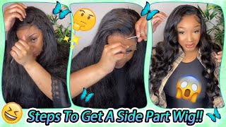 2 Steps To Get A Side Part Wig With 4X4 Hd Lace Closure! Lace Wig Install Ft. #Elfinhair Review