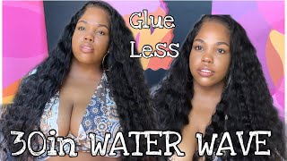 Best Affordable  Ever | *Must  Have* Glue Less 30 Inch  4*4 Lace Water Wave Wig   #Reshinehair