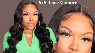 How To Lay & Curl A 5X5 Lace Closure Wig  Ft Celie Hair