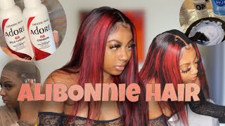 360 Wig Install Adding Red Highlights Water Color Method Ft Alibonnie Hair
