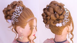 Bridal Hairstyles For Wedding | Modern Indian Wedding Hairstyles For Long Hair |Bridal Bun Hairstyle