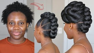Hair Transformation! Elegant Updo Style On 4C Natural Hair - Bridal Grwm Protective Styles