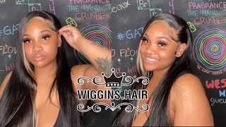*Must Have* Skunk Stripe 24" Lace Front Wig Install  | Ft. Wiggins Hair