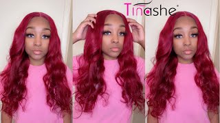 5X5 Burgundy Body Wave Closure Wig Install  Ft Tinashe Hair