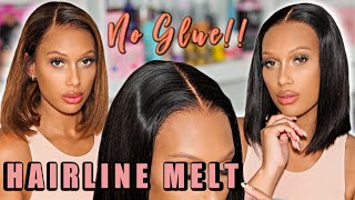  Hairline Meltdown!  No Glue! Clear Lace Wig  | Short Hairstyle For Summer