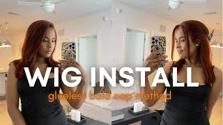 Wig Install Using Glueless Bald Cap Method | Auburn Copper Lace Front Wig