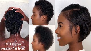How To: Wash, Blow Dry, + Straighten Super Short Natural Hair | Nia Hope
