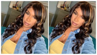 Transparent Lace 4X4 Closure Wig Install | Highlighted Body Wave Wig |  Ayiyi Hair