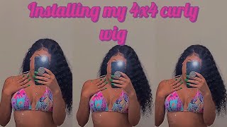 Installing My 4X4 Closure Curly Wig Into A Side Part | Ft Bly Hair (Amazon)
