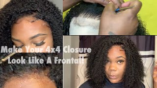 How To Make 3B/3C Curly Hair  4X4 Closure Wig Look Natural Like A Frontal! | | Ft. Curls Curls