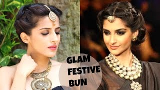 Sonam Kapoor'S Easy Bun Hairstyle For Party/Wedding/Festival- Celebrity Hairstyles-Indian Hairs