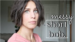 How To Style A Short Blunt Bob | Easy Messy Short Hair