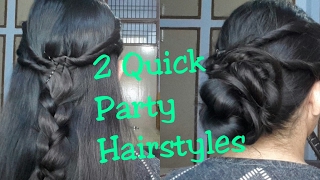 2 Quick Party Hairstyle/Indian Wedding Hairstyles For Saree/Lehenga