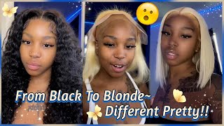 #Elfinhair Review Short Bob Wig For Summer | Blonde Wig With 13X4 Hd Lace Frontal Install~