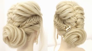 How To : Easy Braided Updo For Long Hair || Prom Wedding Hairstyles 2020