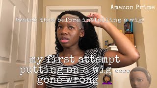 Installing A Lace Front Wig For The First Time Ever | Fail  | Ft. Jaja Hair | Amazon Prime 4X4 Wig