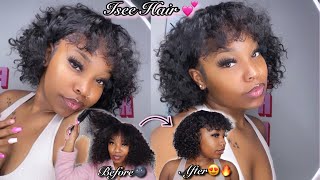 Mongolian Deep Curly T-Part Frontal Wig| No Lace Glue Needed Ft. Iseehair