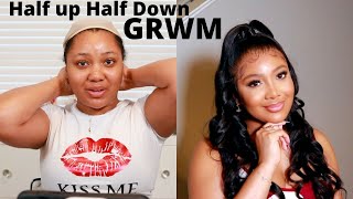 Date Night Get Ready With Me | Half Up Half Down Hairstyle + Outfit | Omgherhair